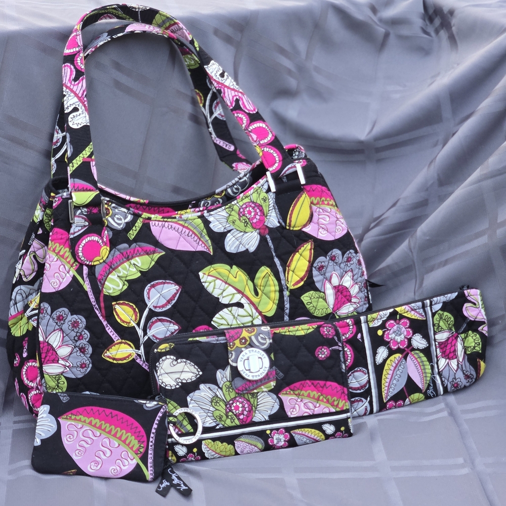 Vera Bradley Moon Bloomd  Multicolor Floral Pattern Shoulder Bag Set